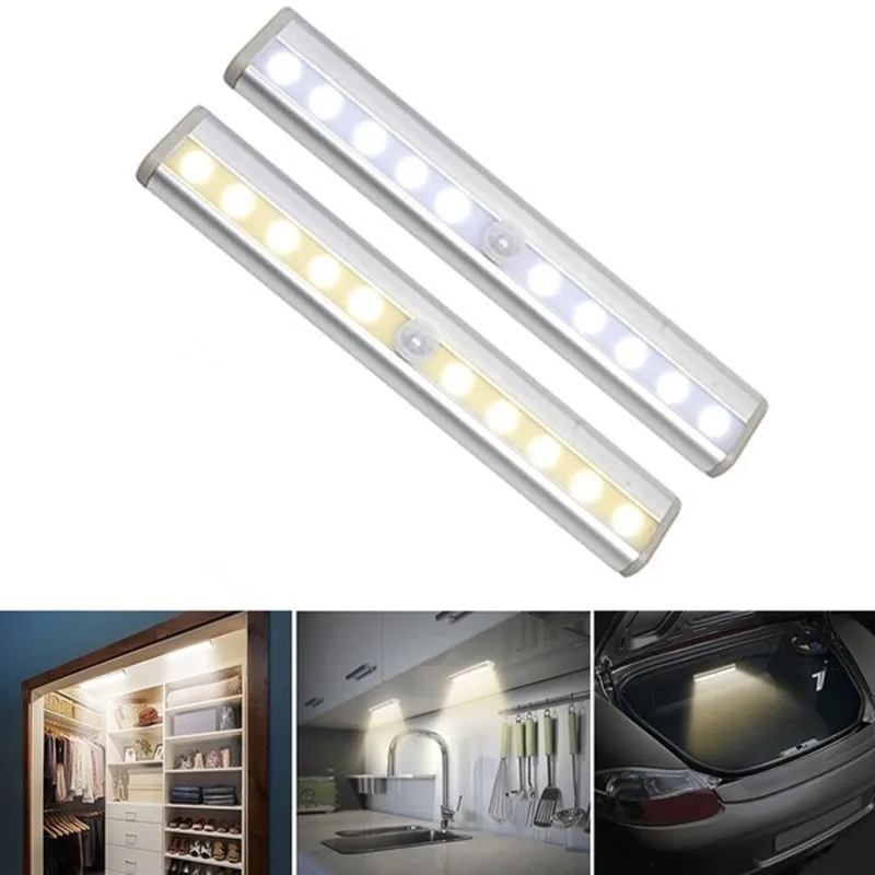 Sensore di movimento PIR LED Cabinet Light 6/10 leds sensore automatico armadio armadio luci cassetto lampada da notte per interni