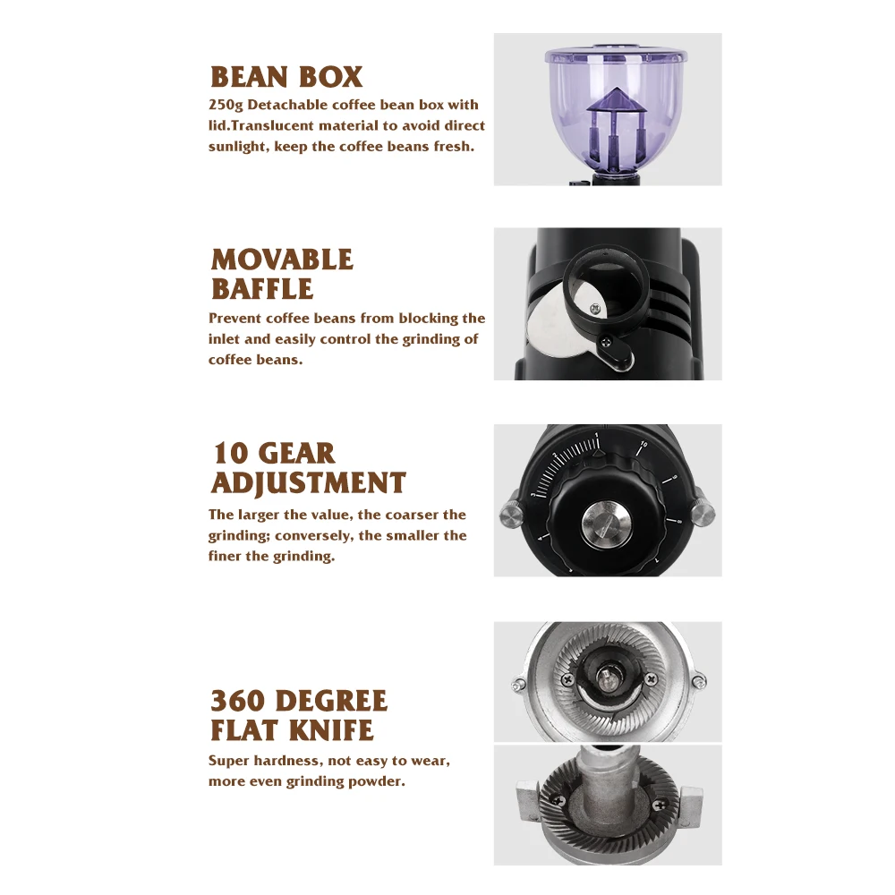 Macinacaffè elettrico ITOP macinacaffè per caffè Espresso italiano macinacaffè 200W smerigliatrice a velocità regolabile 220V/ 110V