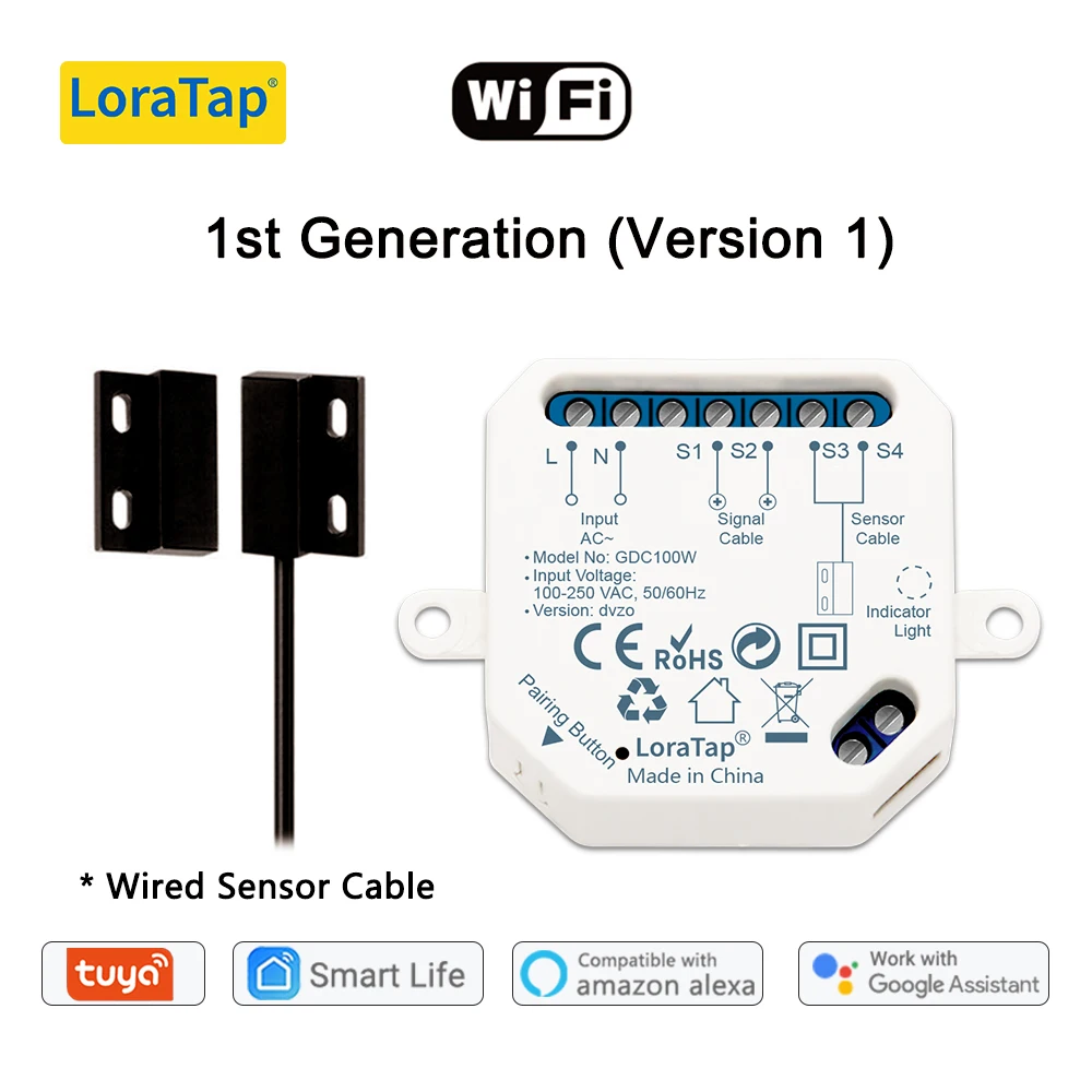LoraTap Tuya Smart Life capteurs de porte de Garage contrôleur d'ouverture commutateur WiFi Alexa ou