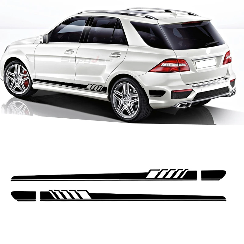 2pcs Car Side Stickers Body Stripes Vinyl Decal For Mercedes Benz ML Class W163 W164 W166 ML63 AMG ML320 ML350 Car Accessories