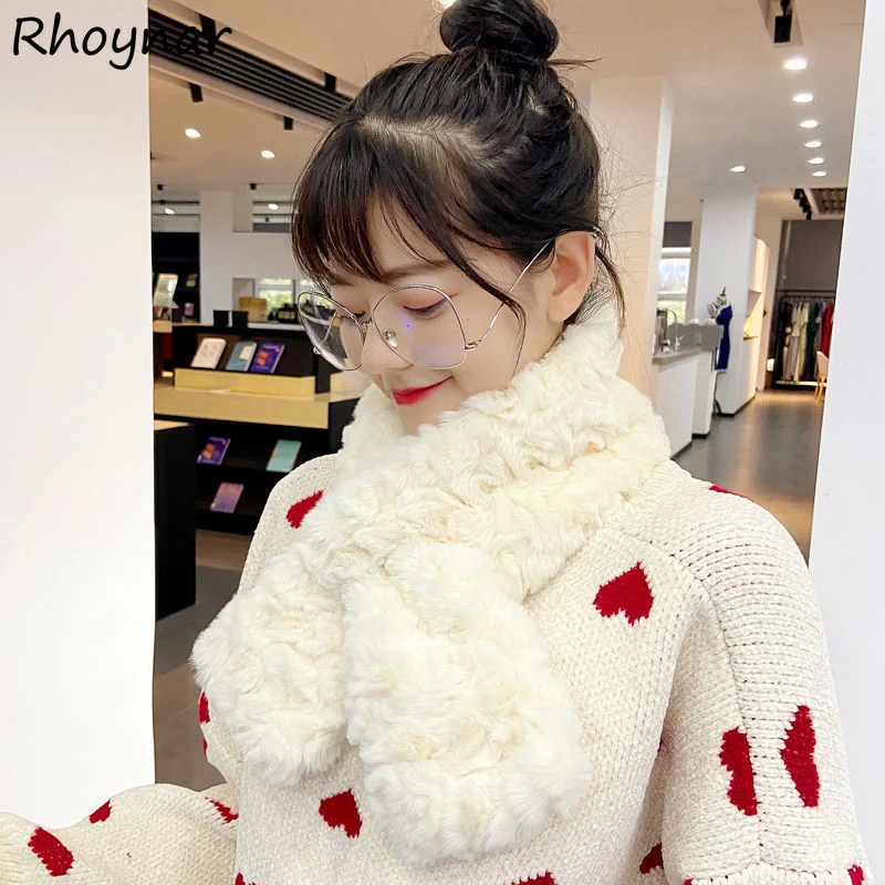 

Scarves Women Tender Lovely Girlish All-match Solid Popular Fashion Ulzzang Warm Thicken College Friends Sweet Casual Harajuku