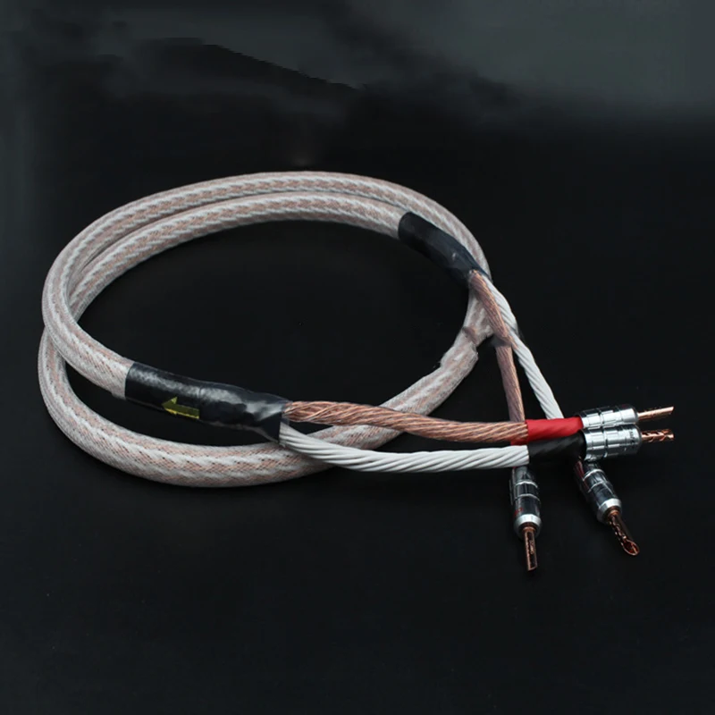 

Pair 12TC Hifi 12TC Speaker Cable With 2 Banana Plug to 2 Banana Jack Hi-end OCC Speaker Wire biwire speaker cable