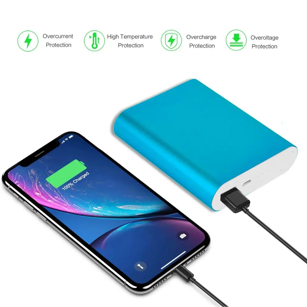 10400mAh DIY Power Bank 4*18650 opakowanie na baterie zestaw etui uniwersalna zewnętrzna bateria pomocnicza USB ładowarka Powerbank dla wszystkich telefonów komórkowych