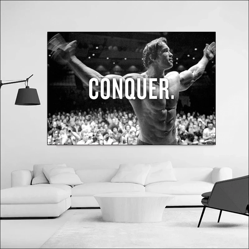 Arnold Schwarzenegger Bodybuilding Motivational Quote Canvas Painting Poster Print Sexy Fitness Wall Art Picture Home Decor