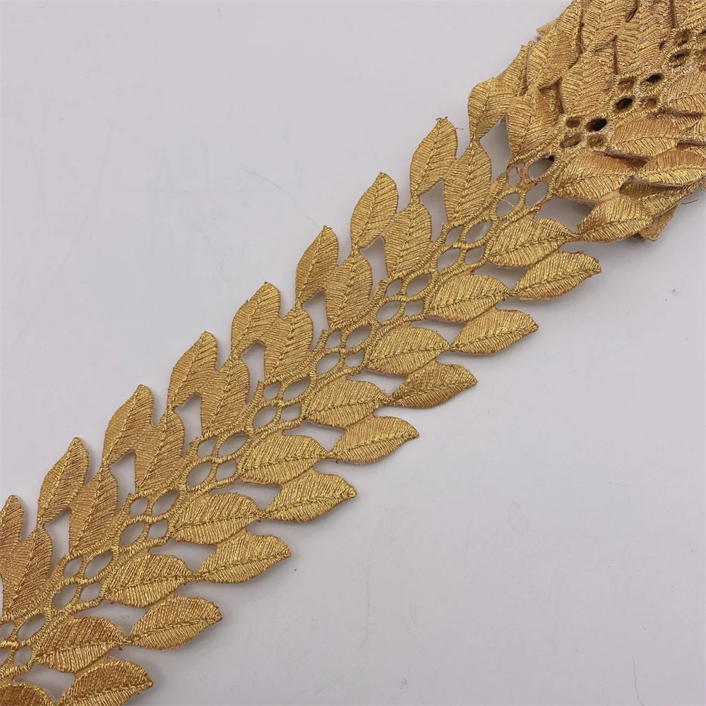 4 meters Golden Fabric  Embroidery Lace Trim  for Women's men's clothes DIY Decoration