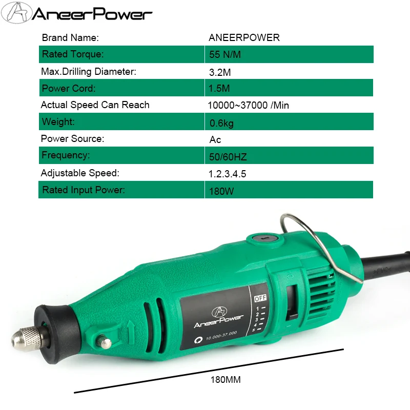 180W Mini młynek Dremel wiertarka elektryczna narzędzie obrotowe 5 zmienna prędkość grawerowanie Pen Diy wiertarka do szlifowanie polerowanie