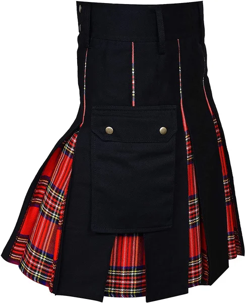 Kilts pour hommes, kilt utilitaire, jeans 100% coton, kilt hybride, tartan plissé en boîte moderne, kilt traditionnel pour hommes