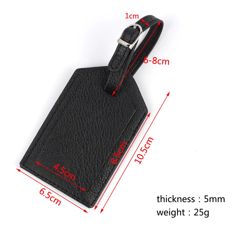 PU Leather Luggage Tag for Men Women Travel Suitcase Label Tote Bag ID Tags with Full Back Privacy Cover Accessories Colorful