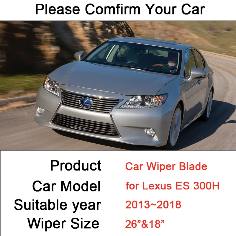 for Lexus ES 300H XV6 2013~2018 Frameless Silent Durable Rubber Wiper Snow Scraping Front Windshield Brushes Car Accessories