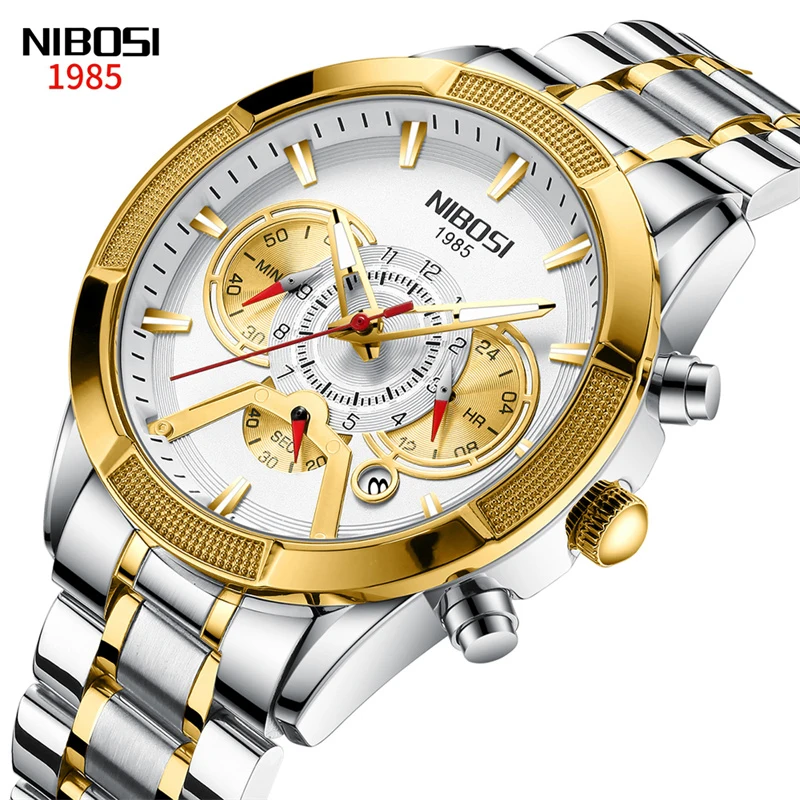 

NIBOSI Fashion Chronograph Men Watch Sport Mens Quartz Watches Top Brand Luxury Waterproof Full Steel Clock Relogio Masculino