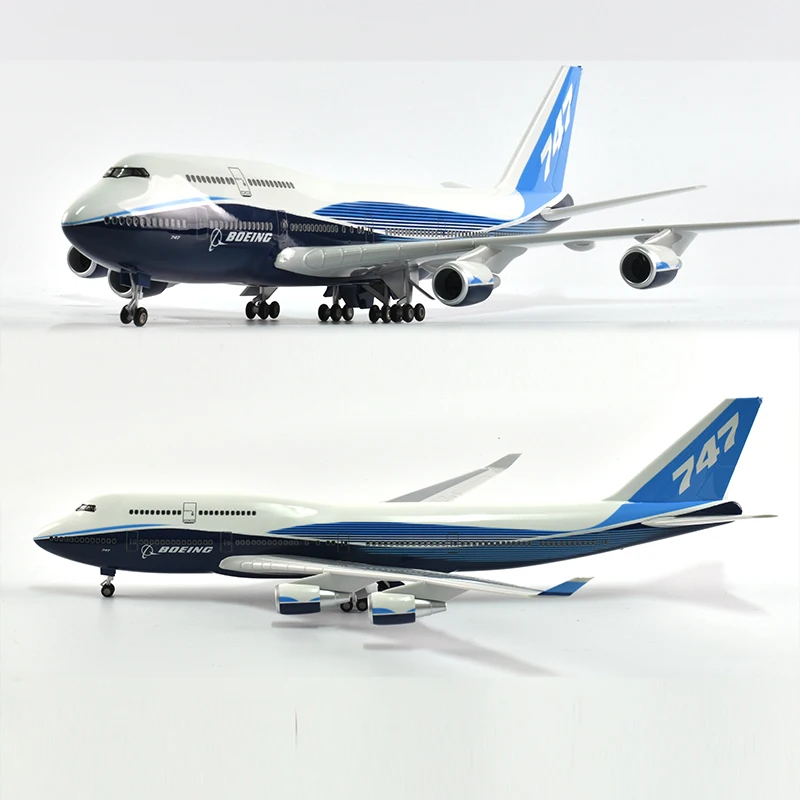 JASON TUTU 46cm Original Boeing 747 Plane Model Airplane Model Aircraft Model 1/160 Scale Diecast Resin Airplanes Planes W Light