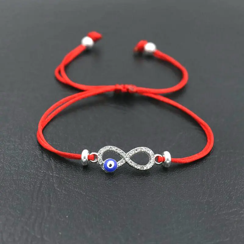 BPPCCR Cubic Zirconia Digital 8 Infinity Lucky Red Rope Thread String Charm Bracelets For Women Evil eye Pulseira Lovers Gifts