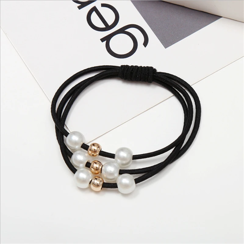 Neue Acryl runde Perle Haars eil Mode Frauen Haars eil elastischen Haar gummi