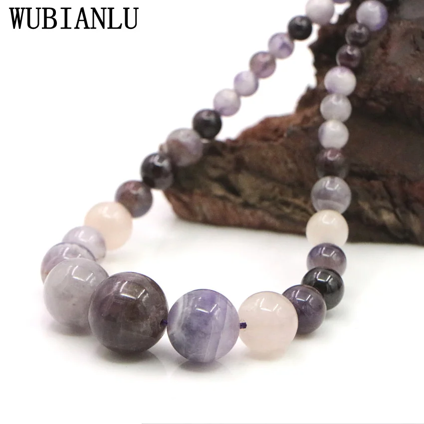 WUBIANLU Wholesale 6-16mm Natural Stone Amethysts Garnet Round Bead Necklace Bracelet Energy Fashion Jewelry Set For Women T224