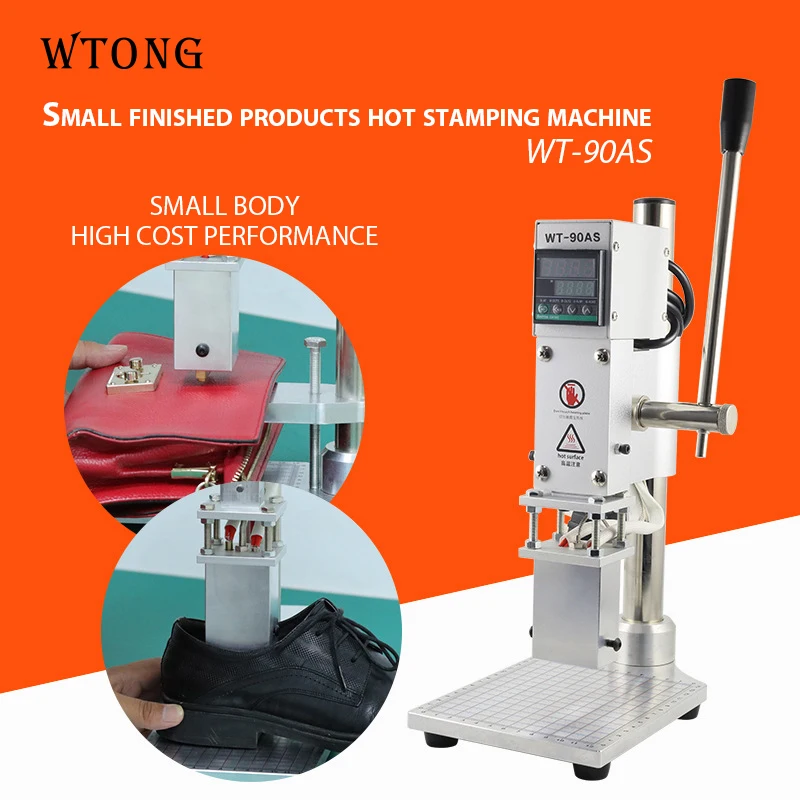 WTONG WT-90X Mini manuale caldo timbro macchina scatola interna scarpe logo macchina di marca in pelle PU logo personalizzato macchina stampo