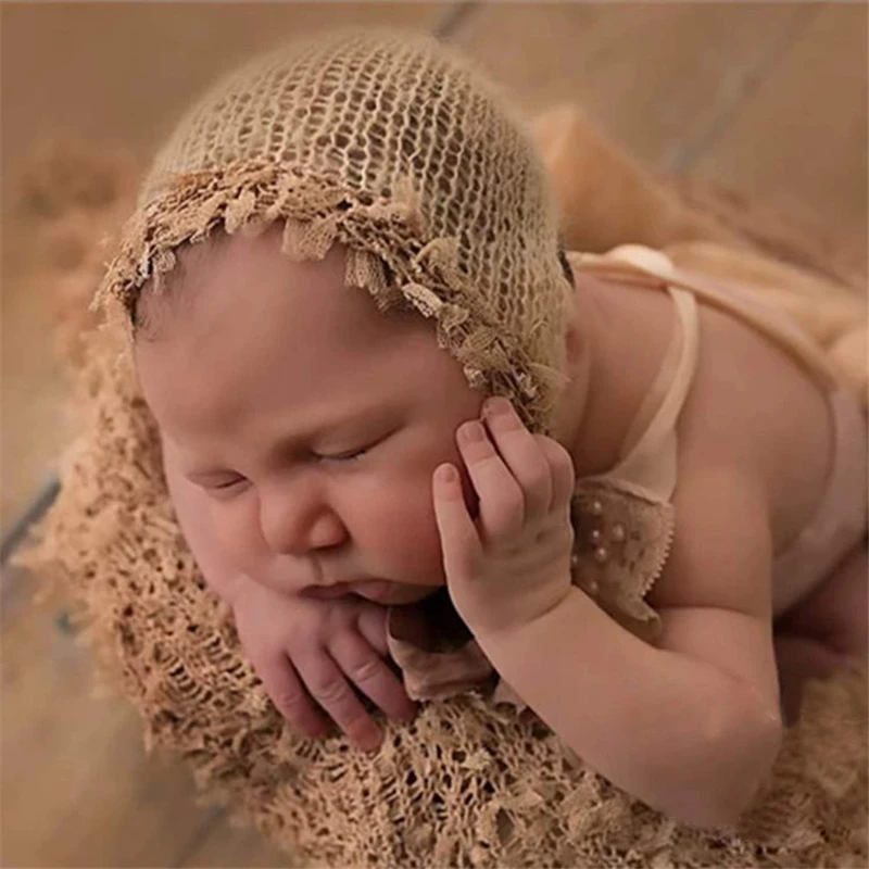 Mohair Baby Hat Lacy Infant Soft Knitted Hat Caps Photography Props Accessories Newborn Boys Girls Hat Souvenir Pictures