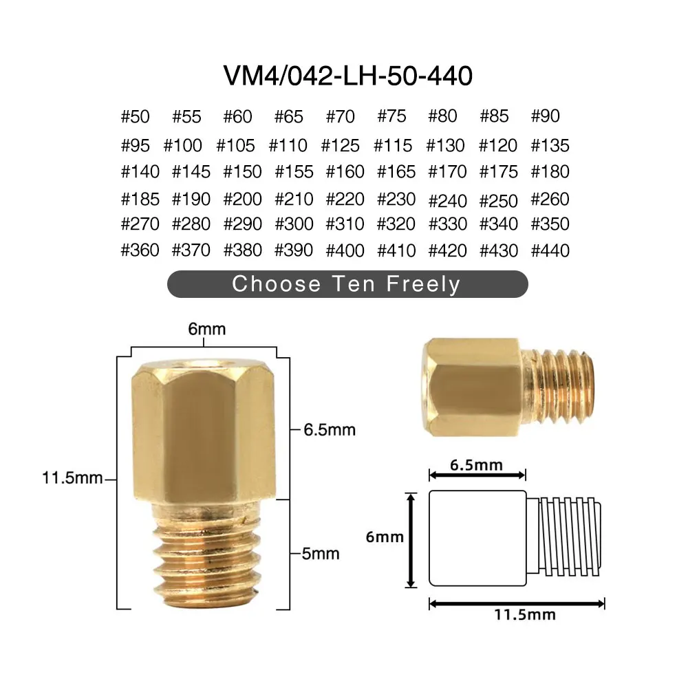 Sclmotos- For MIKUNI 4/042 Large Hex Main Jet Motorcycle Carburetor TM24 28 VM22 VM24 Main Injectors Nozzle AX100 TZR125 150