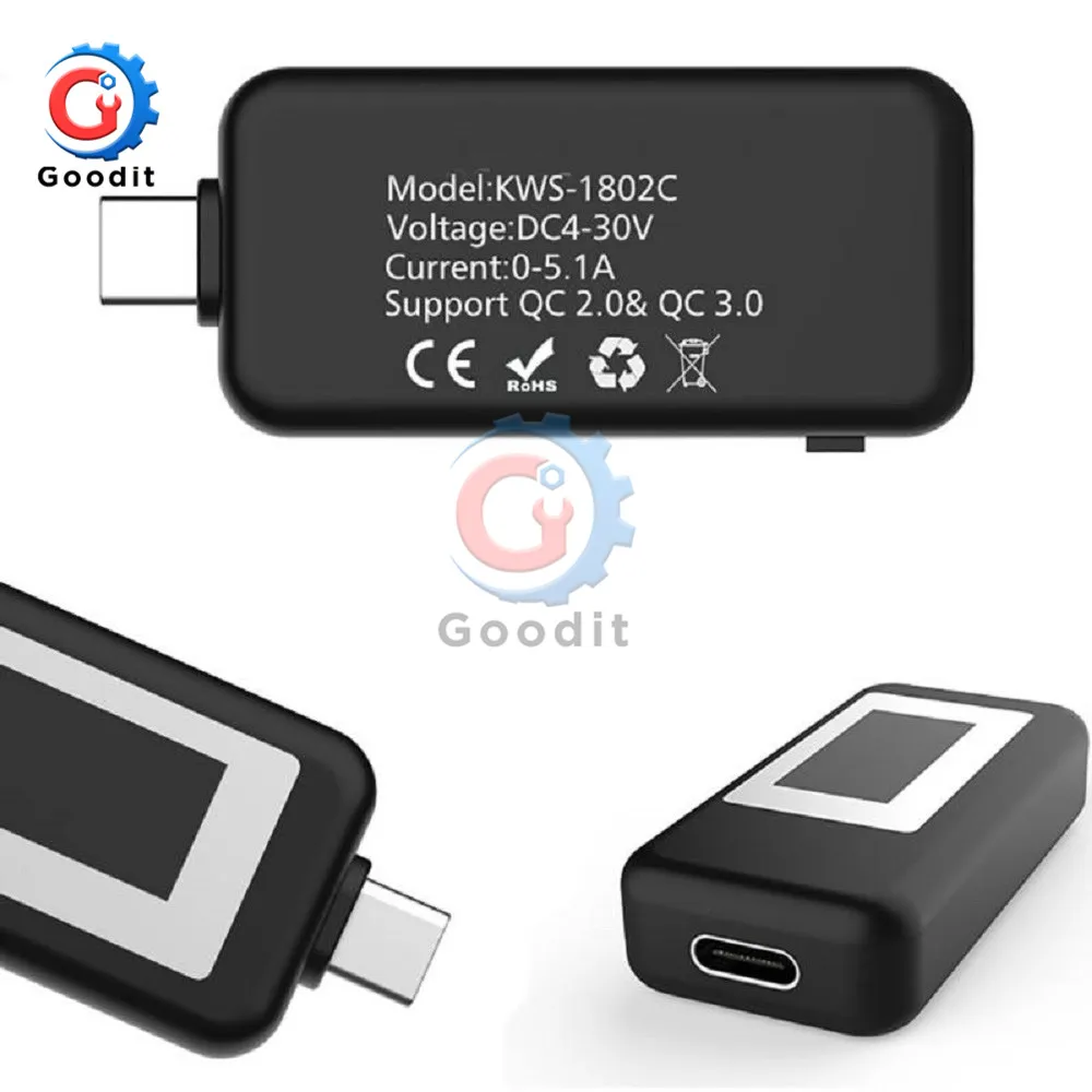 Testeur de tension de courant numérique LCD USB de type C, voltmètre de compteur de puissance, chargeur de capacité, 5V, 9V, 12V, 24V, 30V