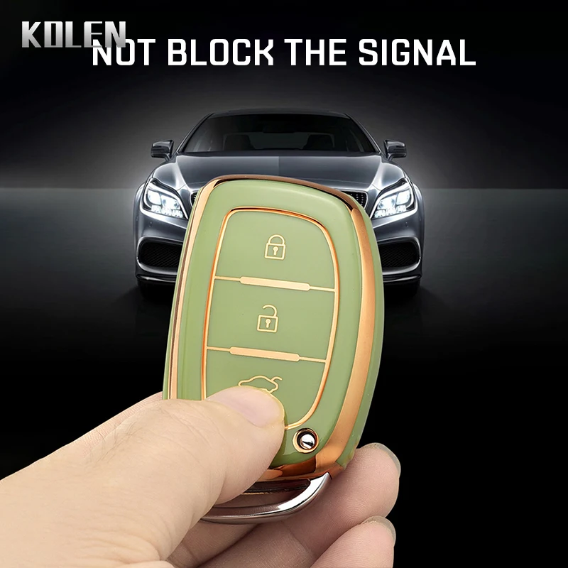 Plating TPU Car Key Case Shell Cover Fob For Hyundai Tucson Sonata Santa Fe Elantra Accent Solaris Verna ix25 ix35 i20 i30 i40