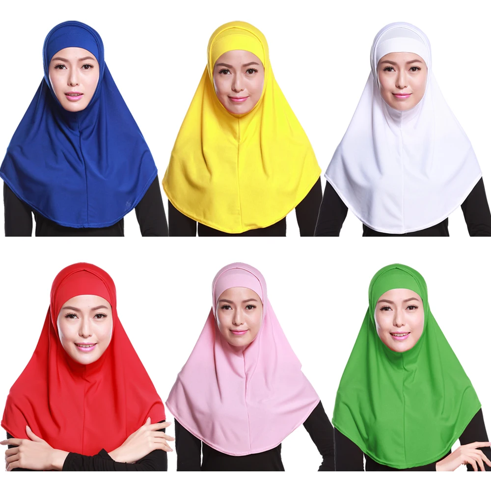 

2PCS Muslim Women Inner Cap Long Scarf Full Cover Hijab Islamic Soft Arab Headwear Wrap Cover Head Shawls Headscarf Cap Pray Hat