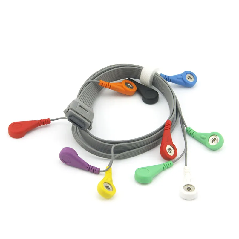 Compatible Biomedical ECG Instruments BI9800/ BI9000 Holter ECG Cable 10/7/5Leads Snap AHA Button Cable