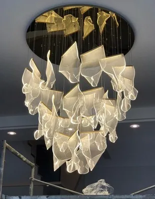 Postmodern Golden Art Paper Pendant Lights
