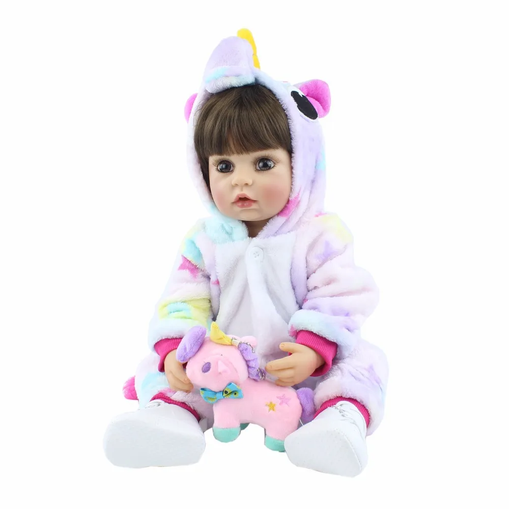 

Bebes doll with 55cm full plastic rebirth doll whole body enamel Toddler Baby silicone toy children's gift