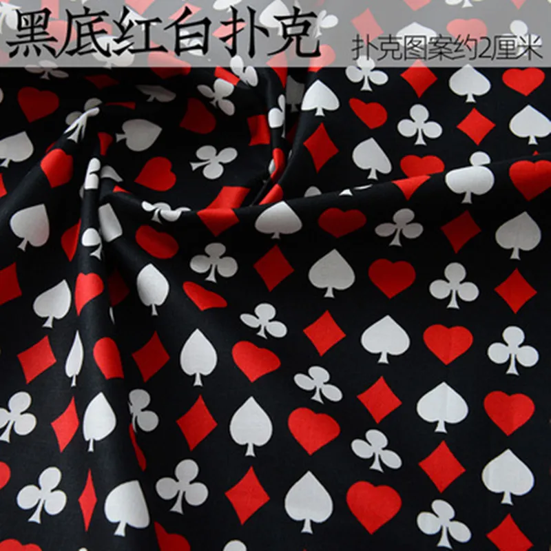 Half Meter Playing Cards Print 100% Cotton Fabric For Handmade DIY Garment Table Cloth Material T1776