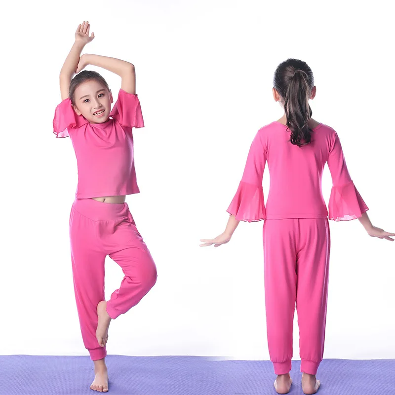 Vestido de baile de verano para niños y niñas, elegante vestido de malla rosa para practicar Yoga