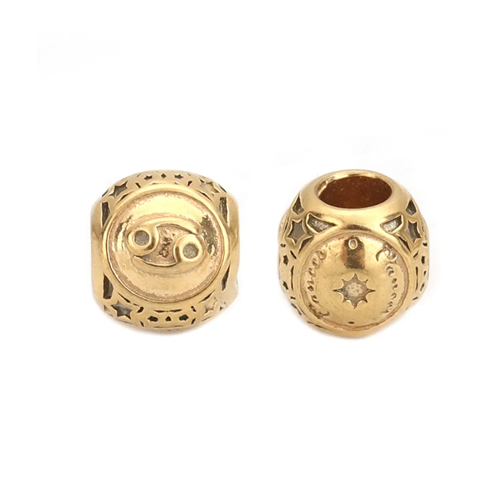 Fashion 304 Stainless Steel Spacer Beads Gold Color Sign Of Constellations Bead Jewelry 10mm( 3/8