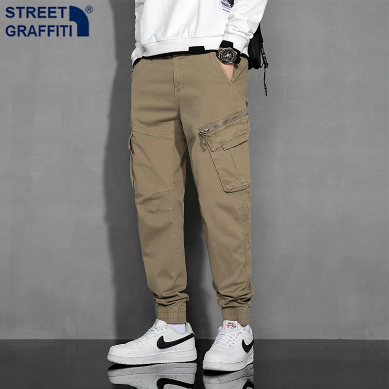 

New Men Tactical Cargo Pants Mens Cotton Multiple Pocket Joggers Hip Hop pants Men street fashion Tie feet Breathable Trousers