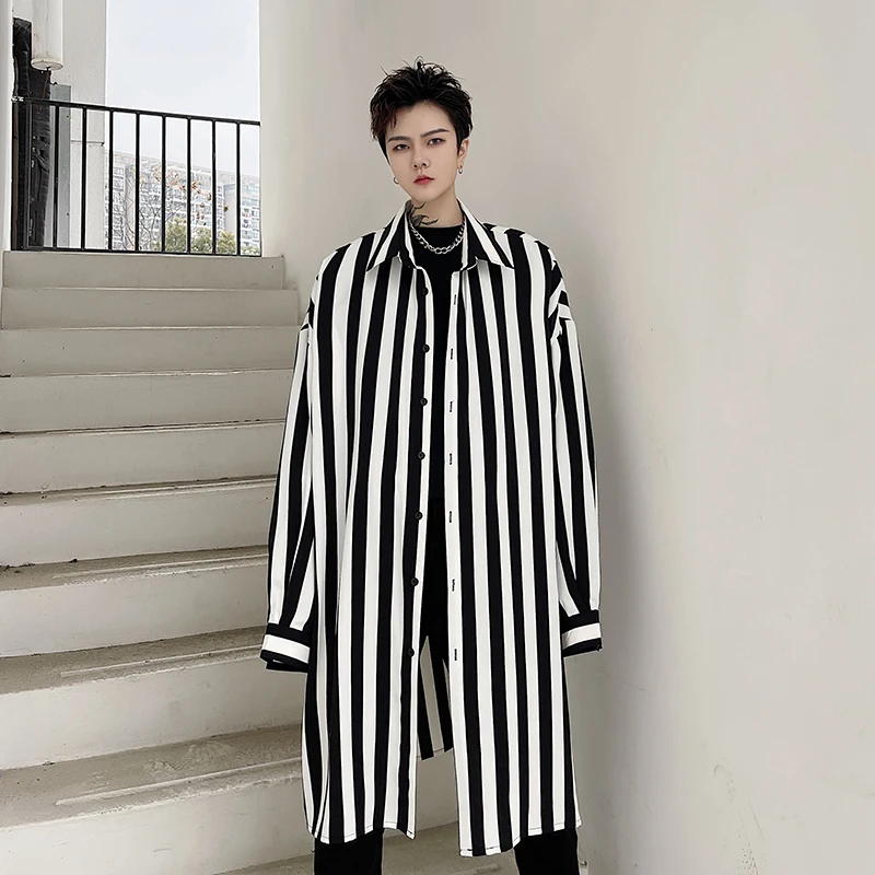 Men's Long Sleeve Shirt Spring And Autumn New Fashion Popular Korean Youth Stripe Casual Loose Large Shirt