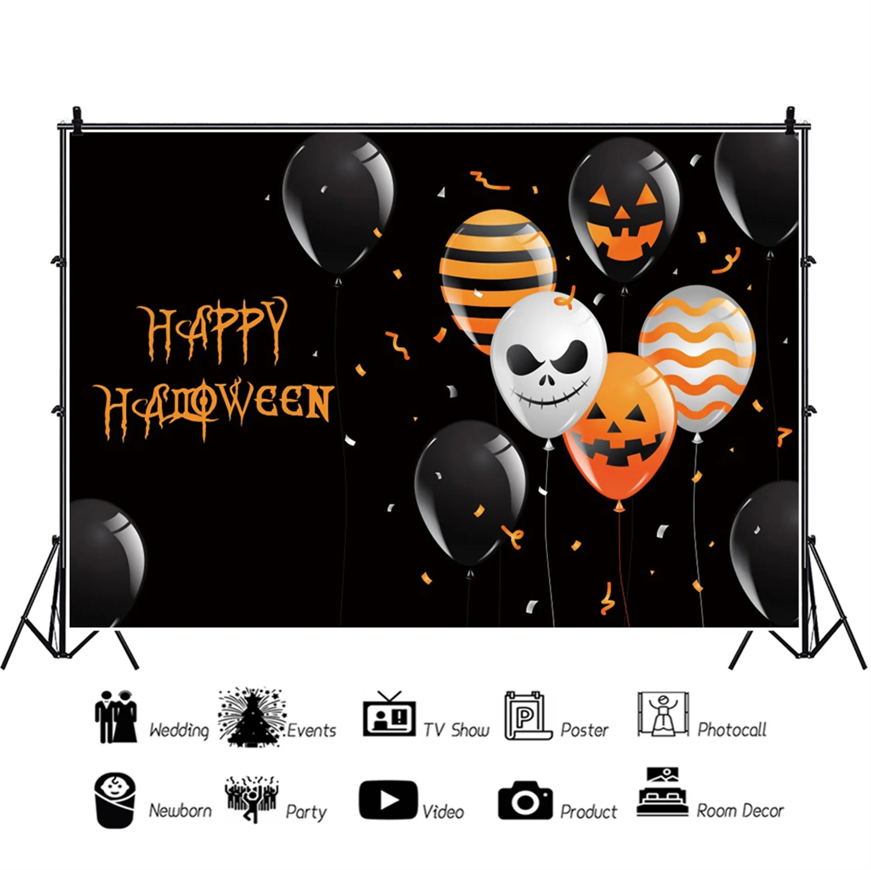 Laeacco سعيد هالوين عشية ليلة ديكور حفلة صور خلفية griبالونات الطفل تبادل لاطلاق النار علاج أو خدعة التصوير خلفية