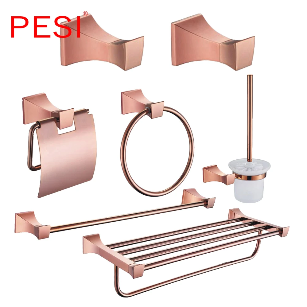 Bathroom Hardware Rose Gold Robe Hook Towel Rail Bar Rack Bar Shelf Tissue Paper Holder Toothbrush Holder Bathroom Accessories.
