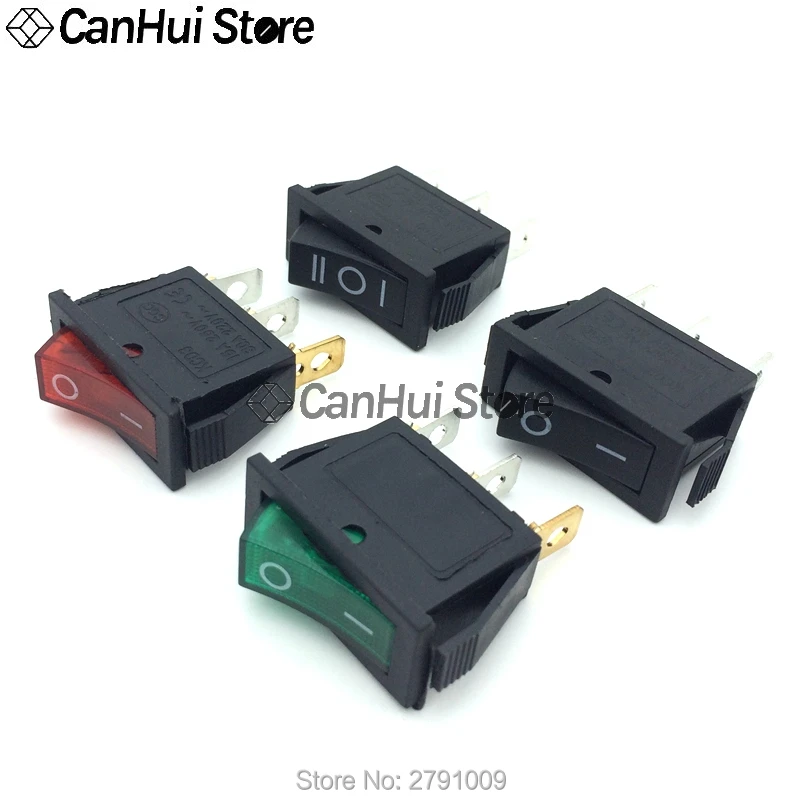2Pcs KCD3 Rocker Switch ON-OFF-ON 2 / 3 Position 3 Pin Electrical equipment With Light Power Switch 15A/16A 250VAC 35*31*14mm
