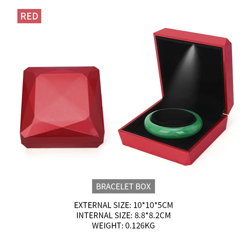 

New Red Led Female Bracelet Jewelry Display Packaging Box For Earring Wedding Ring Necklace Jewellery Holder Lover Birthday Gift