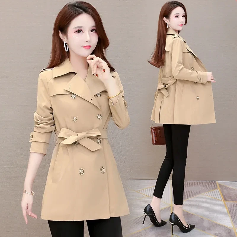 Women's Windbreaker Spring Autumn New Loose Suit Collar Fashion Off White Jacket Female High-end Windbreaker Coat Lining B