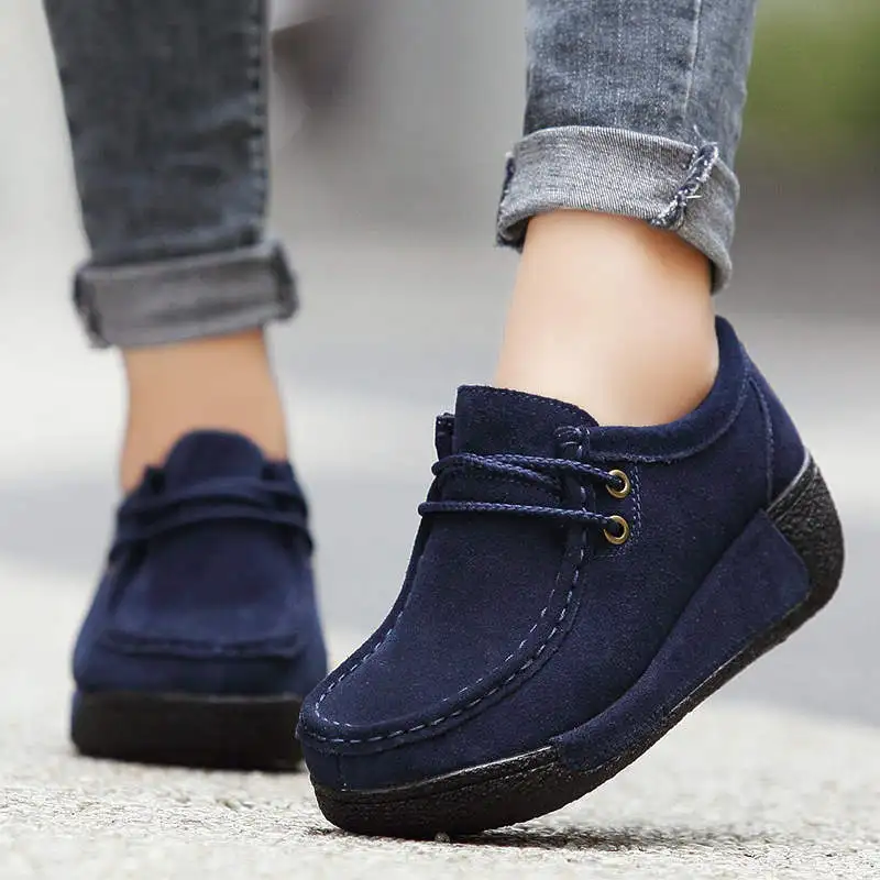 Autumn Thick Bottom Platform Sneakers Women Shoes Suede Leather Casual Shoes Women Tassels zapatos mujer Loafer 3351/3352