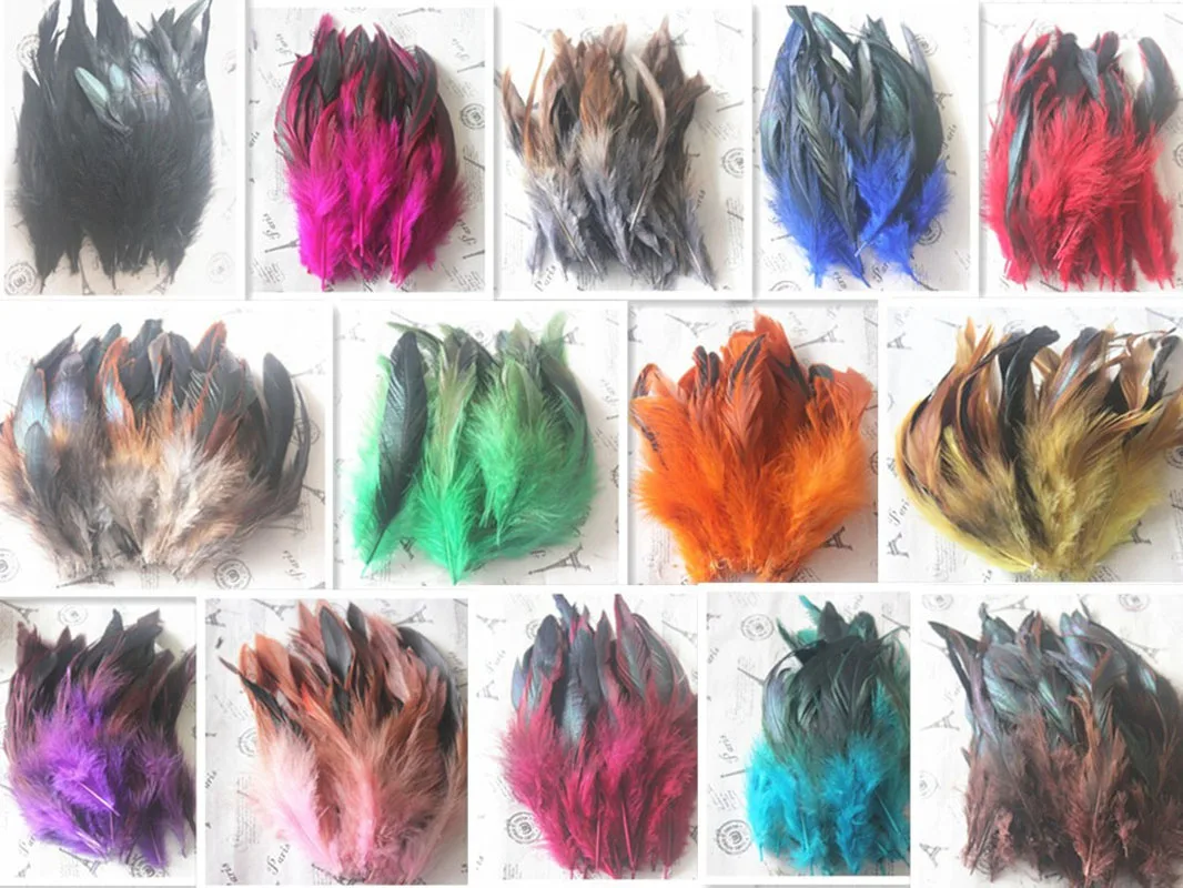 

Decorative Feathers! 200pcs/lot 4-6inches 10-15cm Mixed Colour Saddle Badger Rooster Feathers,Loose Rooster Feathers for Crafts