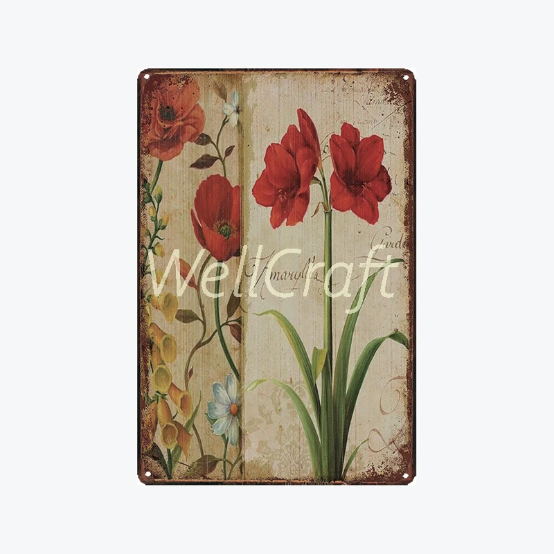 [ WellCraft ] Colorful Flower Tin sign Wall Plaque Home Decor WX-38