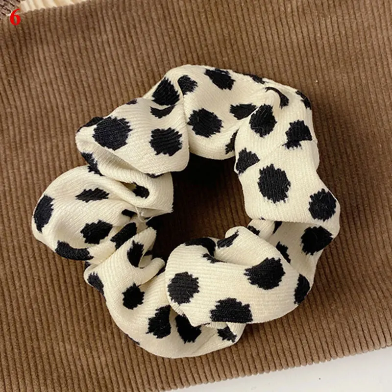 Vintage Leopard Zebra Pattern Hair Rope Women Corduroy Scrunchies Polka Dot Hair Ties Elastic Hairbands Ladies Hair Accessories