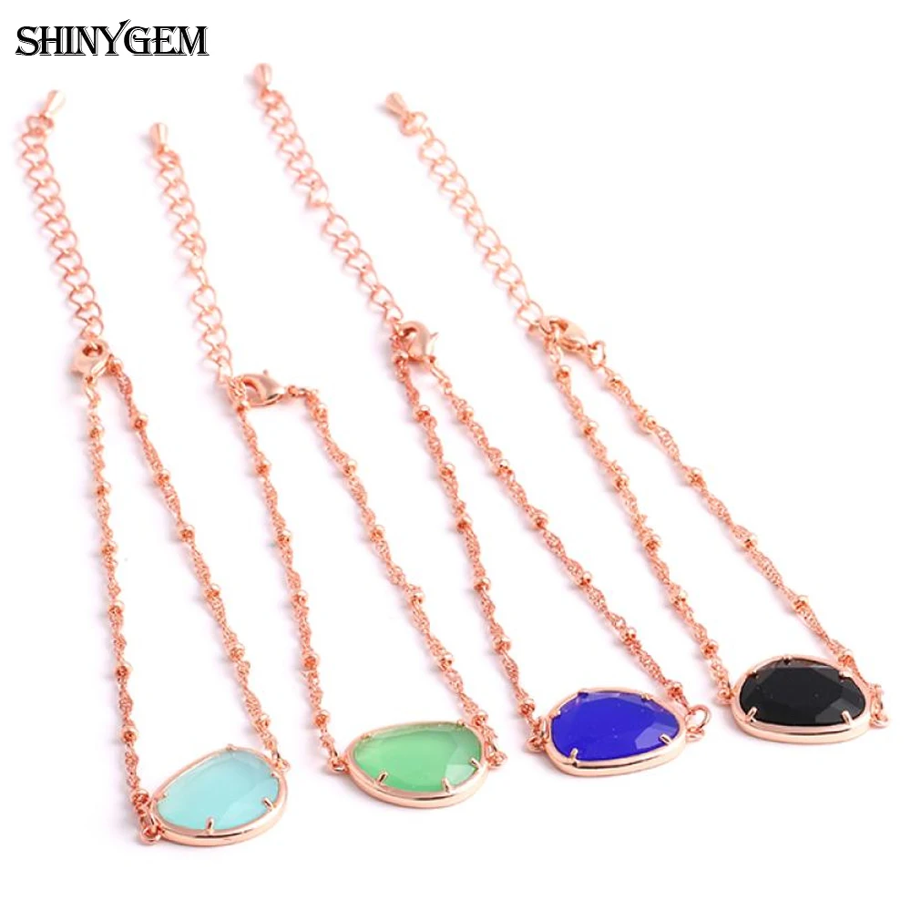 ShinyGem الفاخرة ارتفع الذهب ربط سلسلة أساور الطبيعية الملونة كريستال سحر أساور أسلوب بسيط كريستال أساور للنساء #4