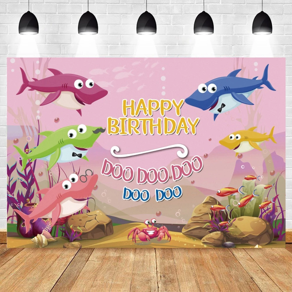 

Yeele Pink Underwater World Shark Newbron Baby Shower Birthday Backdrop Photography For Photo Studio Vinyl Photocall Background