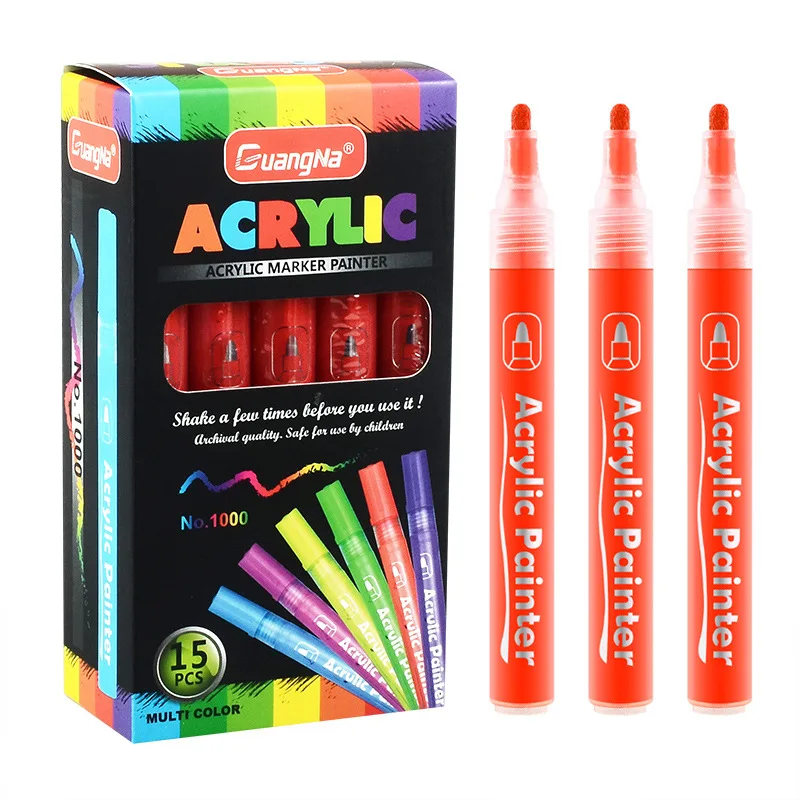 Guangna Acryl Mark Pen 1000-36 Kleur Keramische Decoratieve Diy Fotoalbum Zwarte Kaart Graffiti Waterbasis Borstel Steen borstel