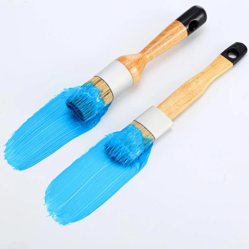 WSFS Hot Chalk and Wax Brushes Include Flat and Round Chalked Paint Brush with Bristles, Multi-Use Brushes(4 Pieces)