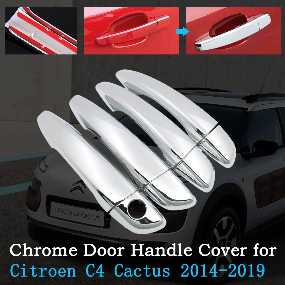 

Chrome Car Door Handle Cover for Citroen C4 Cactus 2014~2019 Covering Trim Set Exterior Accessories 2015 2016 2017 2018