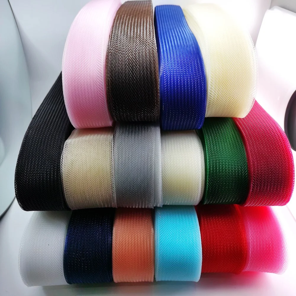 2“Hard Polyester Mesh Ribbon Flat Plain Crinolines Braid with Horsehair Fabric for Hats/wedding Dress Skirt support accessories