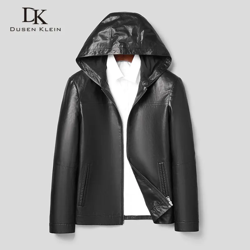 Men Genuine Leather Jacket Real Goat Skin Jackets Casual Black Pockets Autumn New Jacket for Man S2105