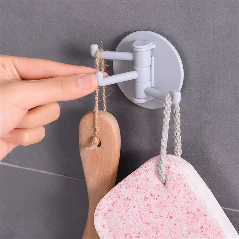 5KG Load Seamless Adhesive Hook Rotatable Strong Bearing Stick Hook Kitchen Wall Hanger Bathroom Kitchen Hooks