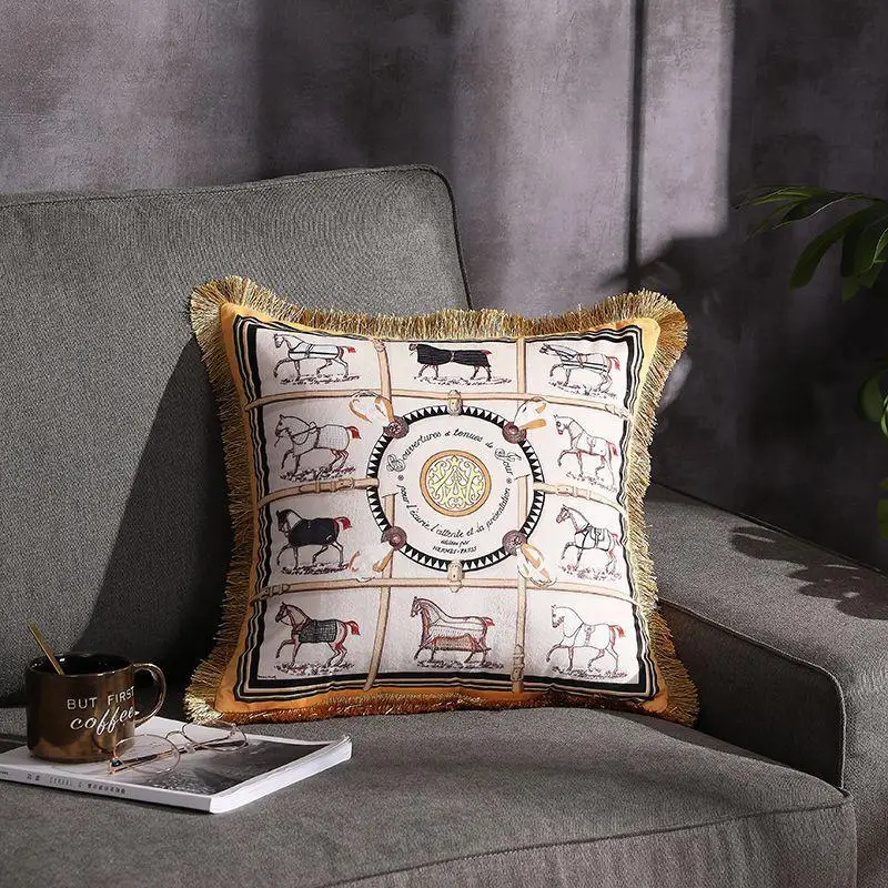 Velvet Fabric French Luxury Duplex Printing Home Sofa Soft Cushion Cover Pillowcase Without Core for Living Room Bedroom Cushion